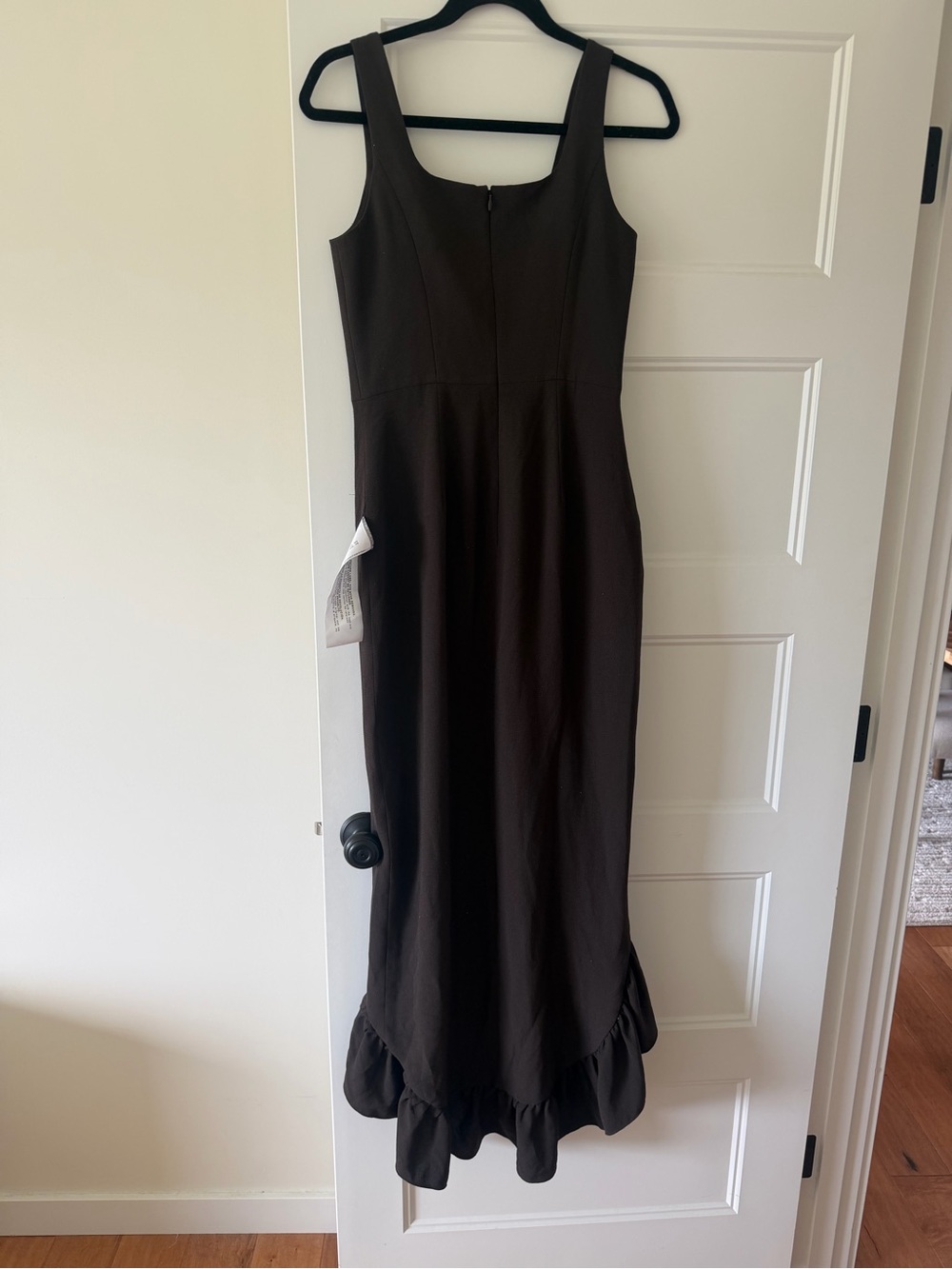 Dress the Population Dark Brown High-Low Ruffle Midi Dress - Picture 3 of 5